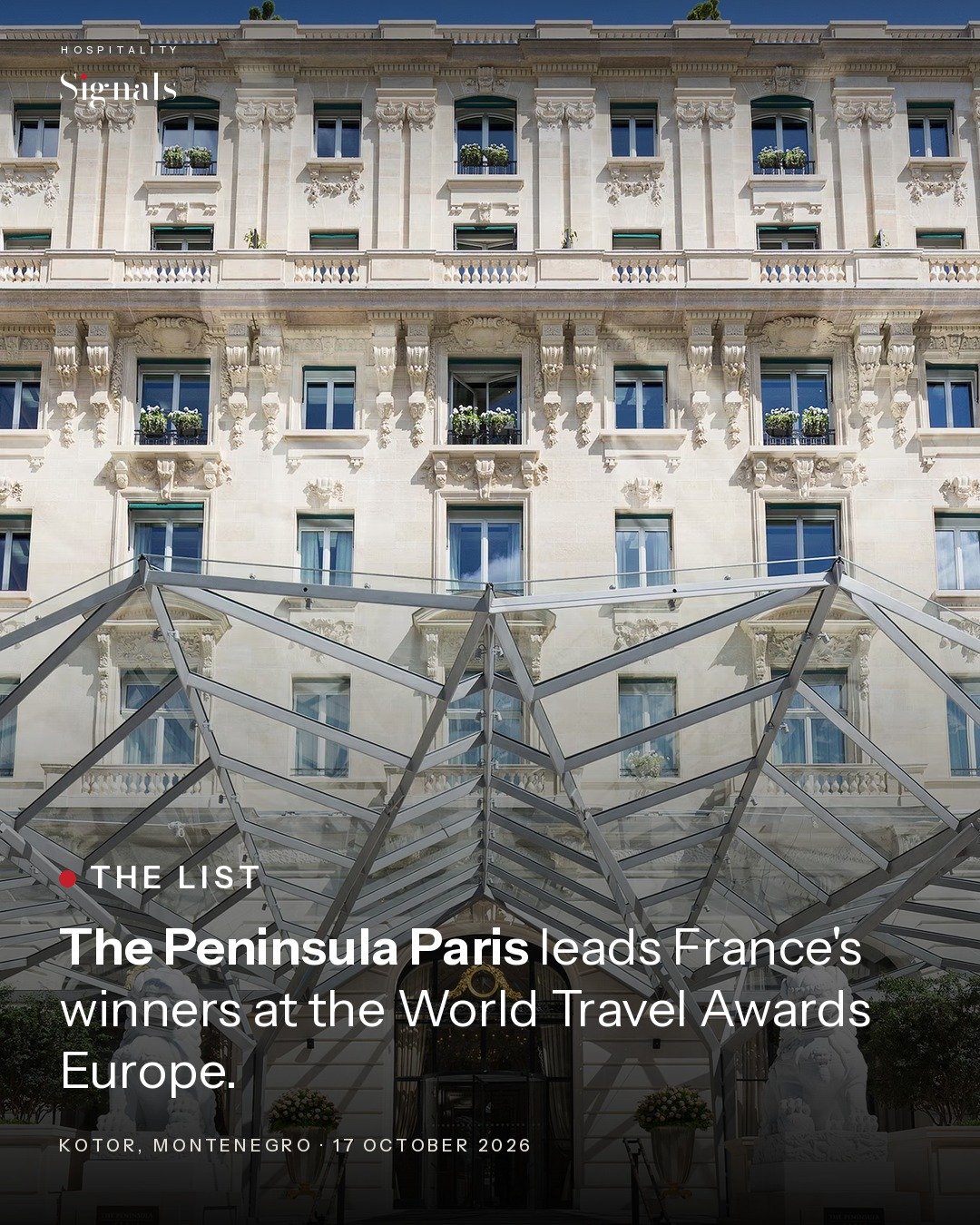 World Travel Awards Europe 2026: The Peninsula Paris named best luxury city hotel