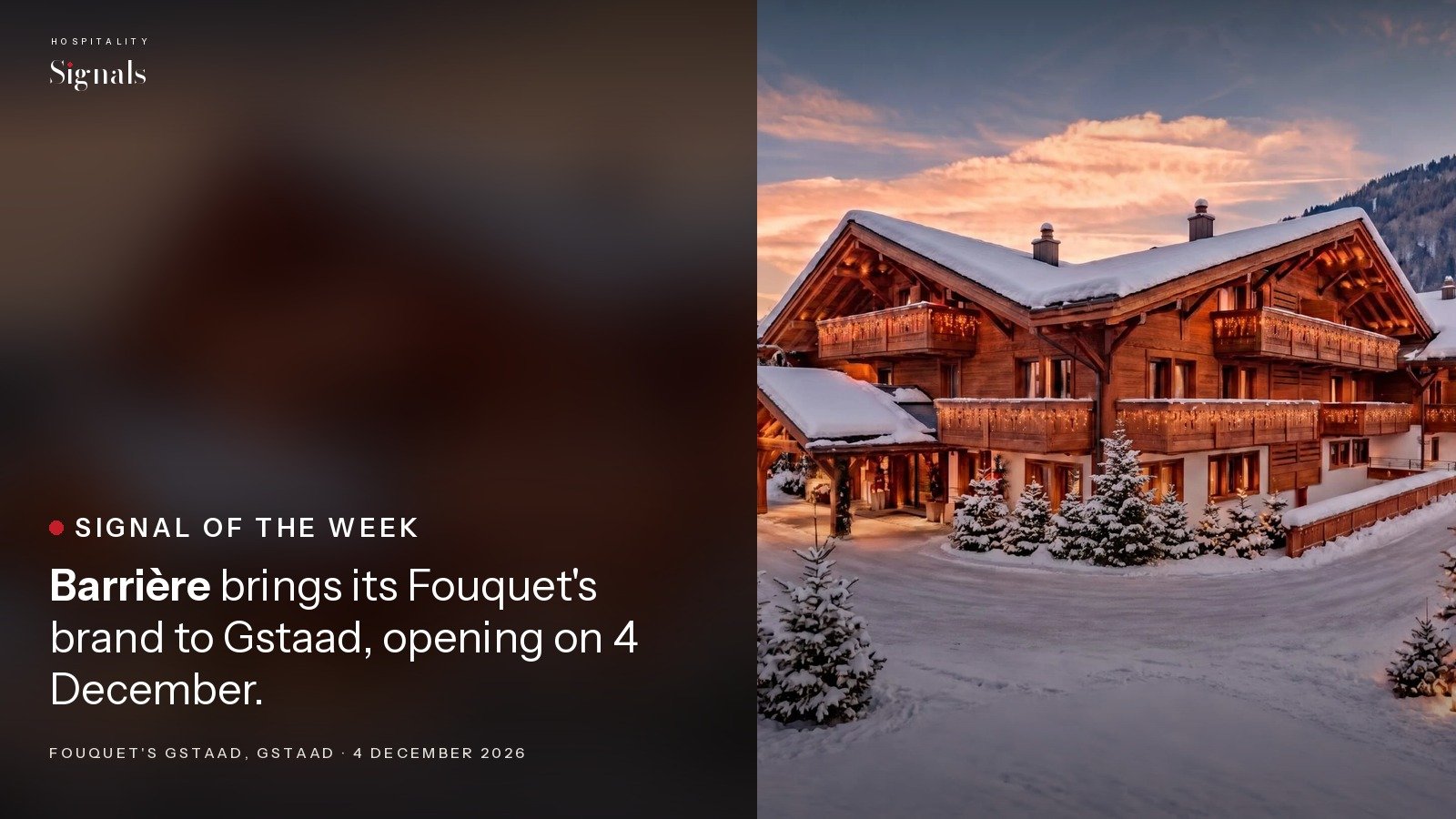 Fouquet's Gstaad to open on 4 December